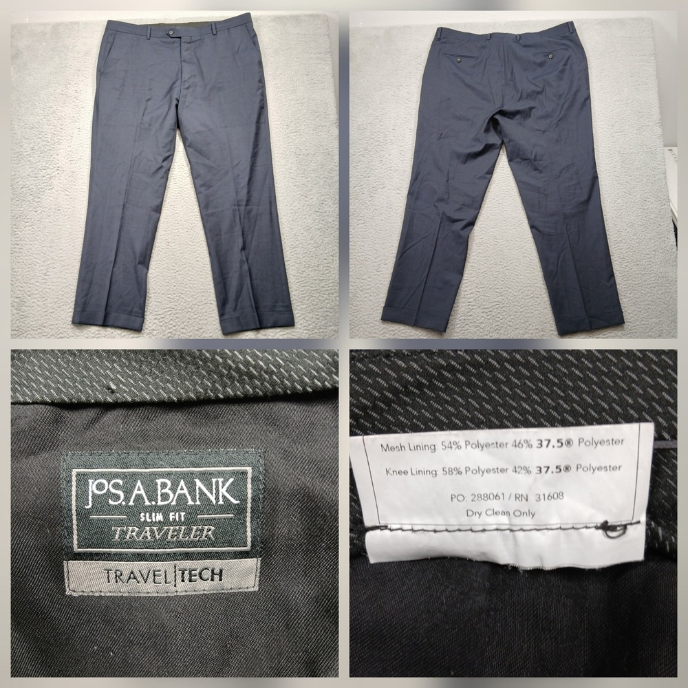 Jos A Bank‎ Traveler Tech Dress Pants Men Slim Fit Gray Size 42